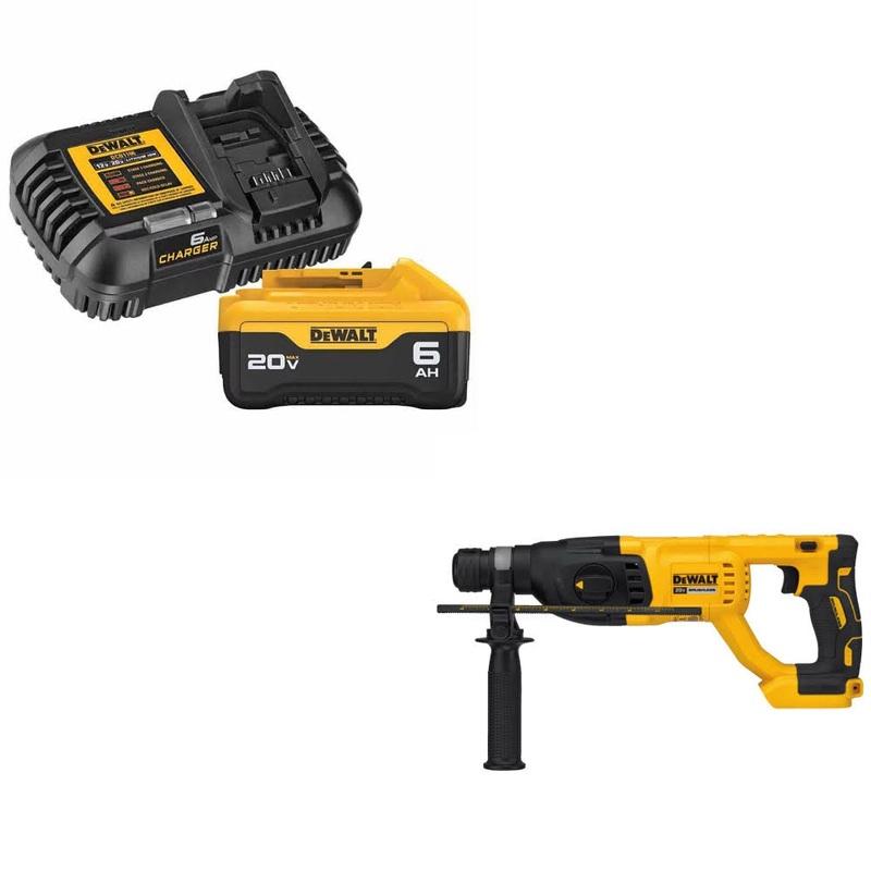 DeWalt DCB206C Battery Kit W/ FREE DCH133B Rotary Hammer