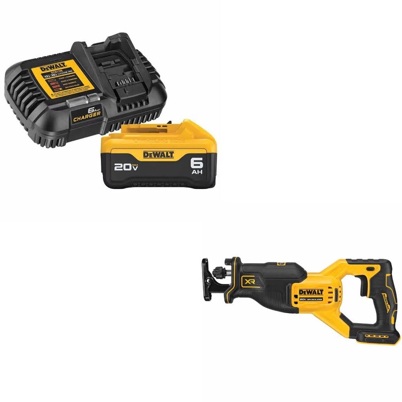 DeWalt DCB206C Battery Kit W/ FREE DCS382B Reciprocating Saw