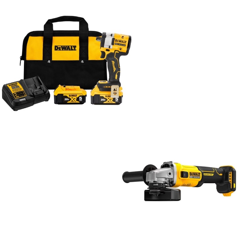 DeWalt DCF921P2 Impact Wrench Kit W/ FREE DCG407B Grinder