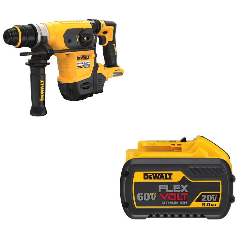 DEWALT DCH416B 60V MAX* 1-1/4 ROTARY HAMMER w/ FREE DCB609 20V/60V MAX Battery