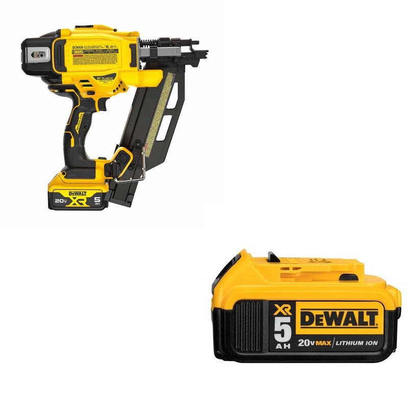 DeWalt DCN920P1 20V MAX XR 21 Nailer Kit W/ FREE DCB205 20V MAX XR Battery Pack