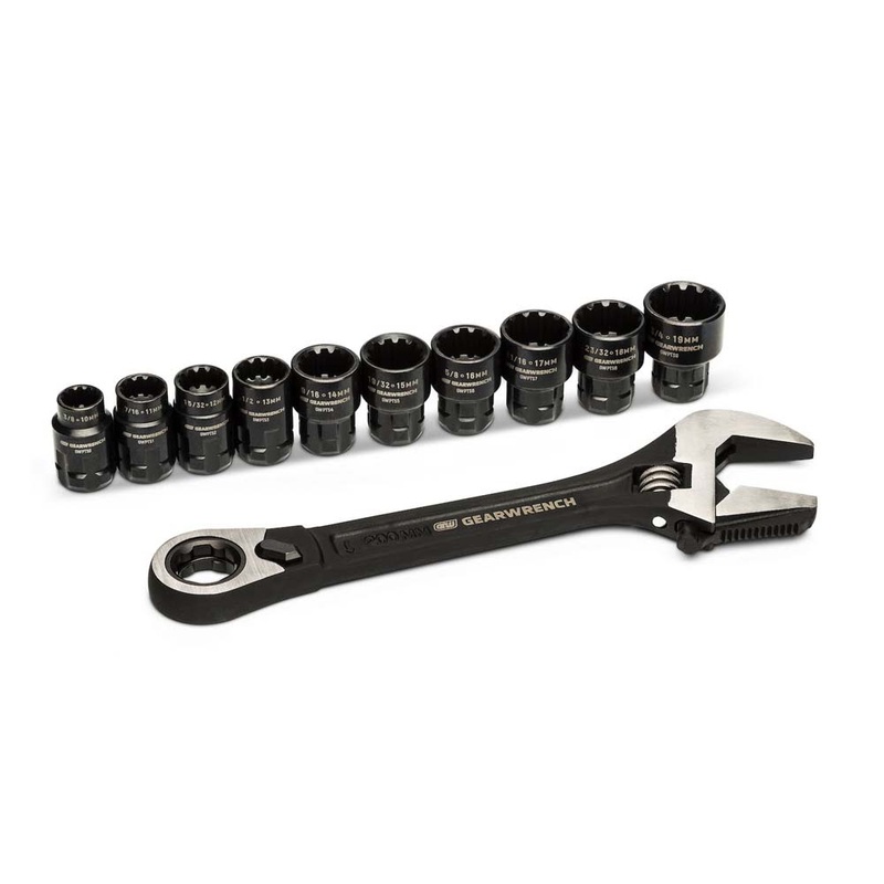GearWrench GWPTAW8 11 Piece Pass-Thru Adjustable Wrench Set