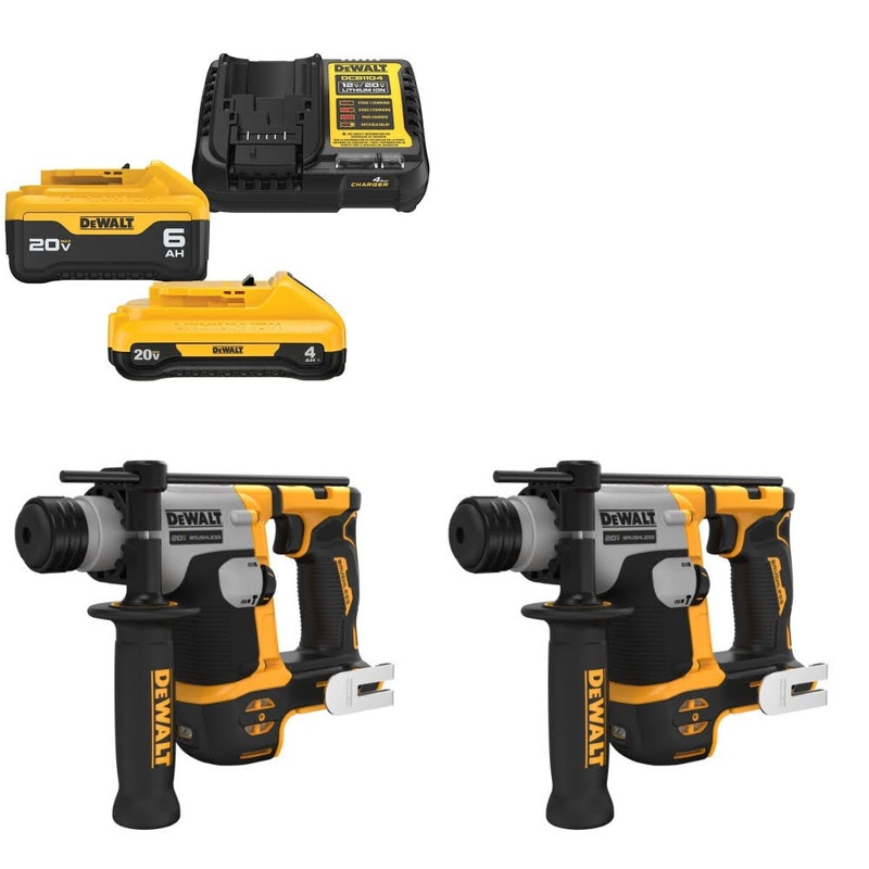 DeWalt DCB2460C Battery & Charger Kit W/ FREE DCH172B Hammer Drill, 2 Pack