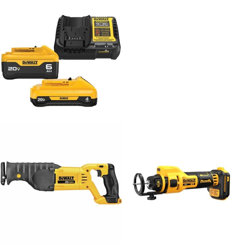 DeWalt DCB2460C Battery & Charger Kit W/ FREE DCS380B Saw and DCE555B Cut-Out Tool