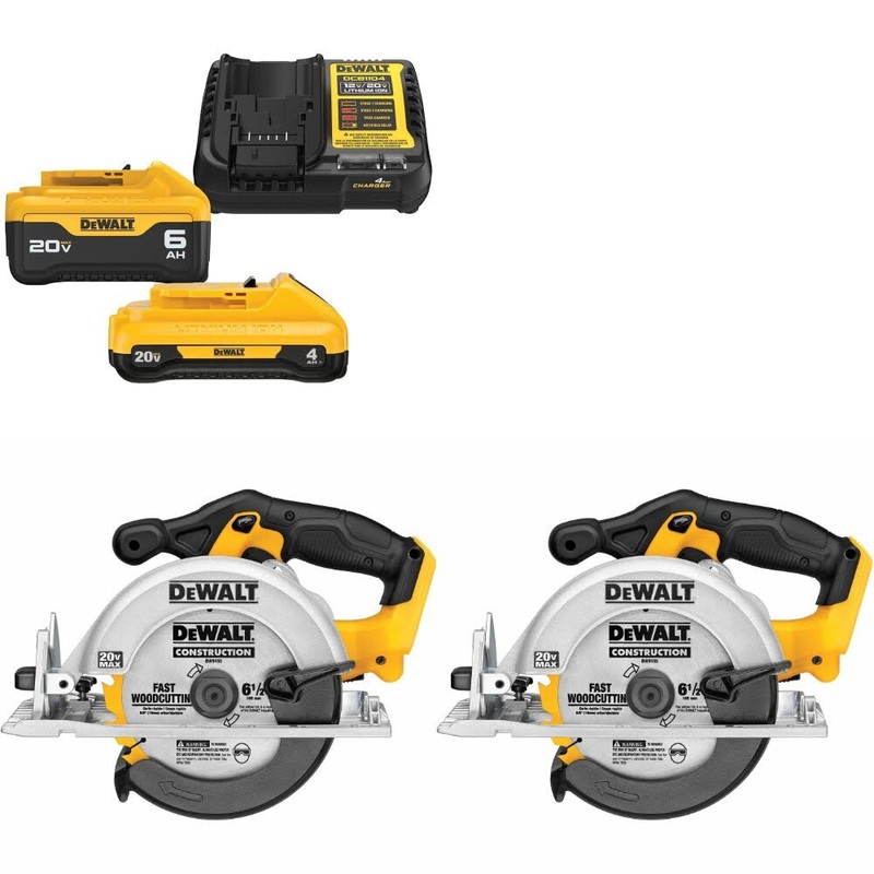 DeWalt DCB2460C Battery & Charger Kit W/ FREE DCS391B Circular Saw, 2 Pack