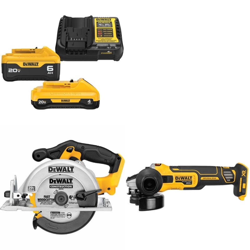 DeWalt DCB2460C Battery & Charger Kit W/ FREE DCS391B Saw and FREE DCG405B Grinder