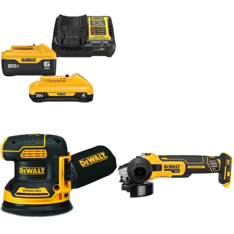 DeWalt DCB2460C Battery Kit W/ FREE DCW210B Sander and FREE DCG405B Grinder