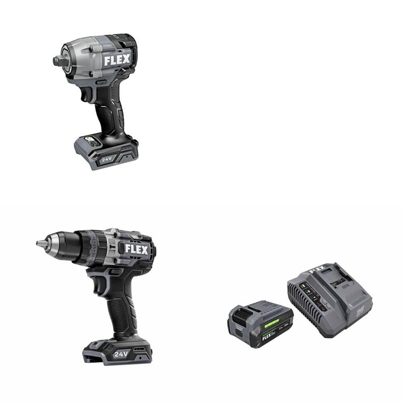 Flex FX1431-Z Impact Wrench Kit W/ FX1271T-Z Hammer Drill and FREE FX0411-1F Kit