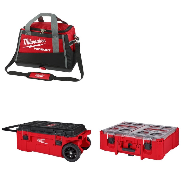 Milwaukee 20 PACKOUT Tool Bag Kit W/ Rolling Tool Chest and FREE Deep Organizer