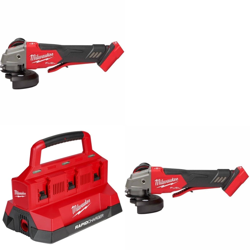 Milwaukee 2888-20 Grinder, 2 Pack Kit W/ 48-59-1809 Six Bay Rapid Charger