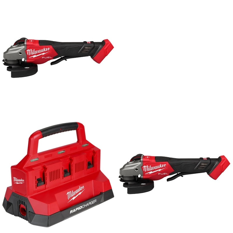 Milwaukee 3670-20 Braking Grinder, 2 Pack Kit W/ 48-59-1809 Charger