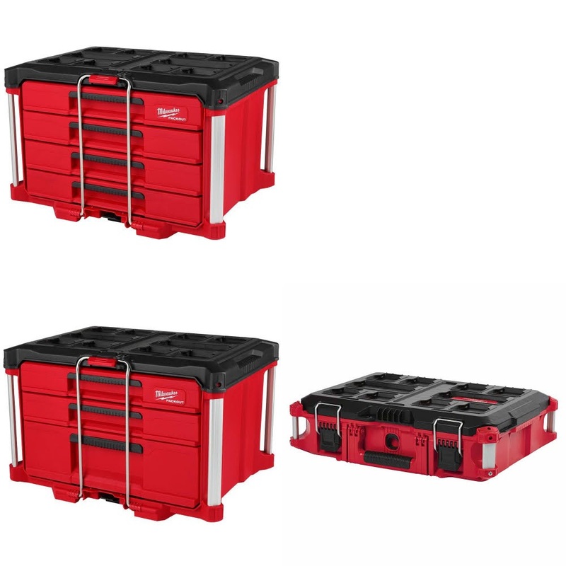 Milwaukee 4-Drawer Tool Box Kit W/ 3-Drawer Tool Box and FREE PACKOUT Tool Box