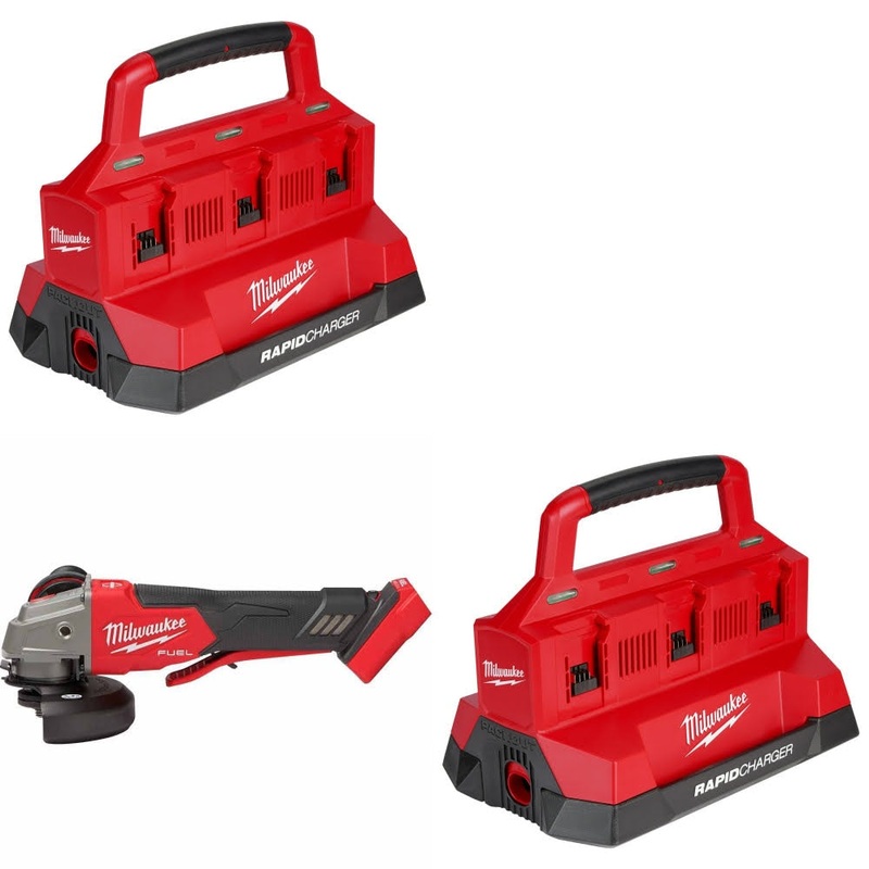 Milwaukee M18 PACKOUT Six Bay Charger, 2 Pack Kit W/ 2888-20 Grinder