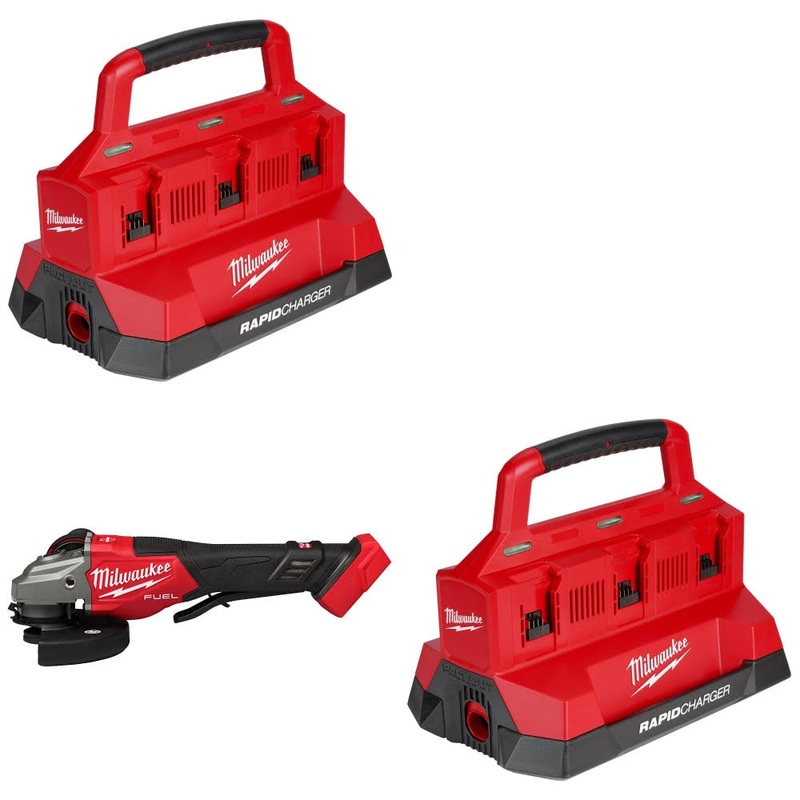 Milwaukee M18 PACKOUT Six Bay Charger, 2 Pack Kit W/ 3670-20 Grinder