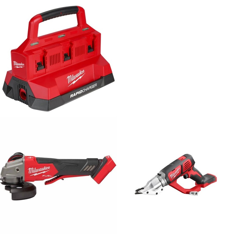 Milwaukee M18 PACKOUT Six Bay Charger Kit W/ 2888-20 Grinder and 2635-20 Shear