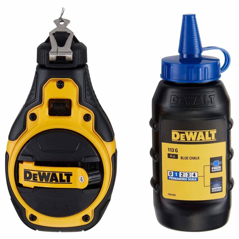 DeWalt DWHT48333BC Bi-Material Chalk Reel Kit with Blue Chalk  Fast Rewind, Precision Line