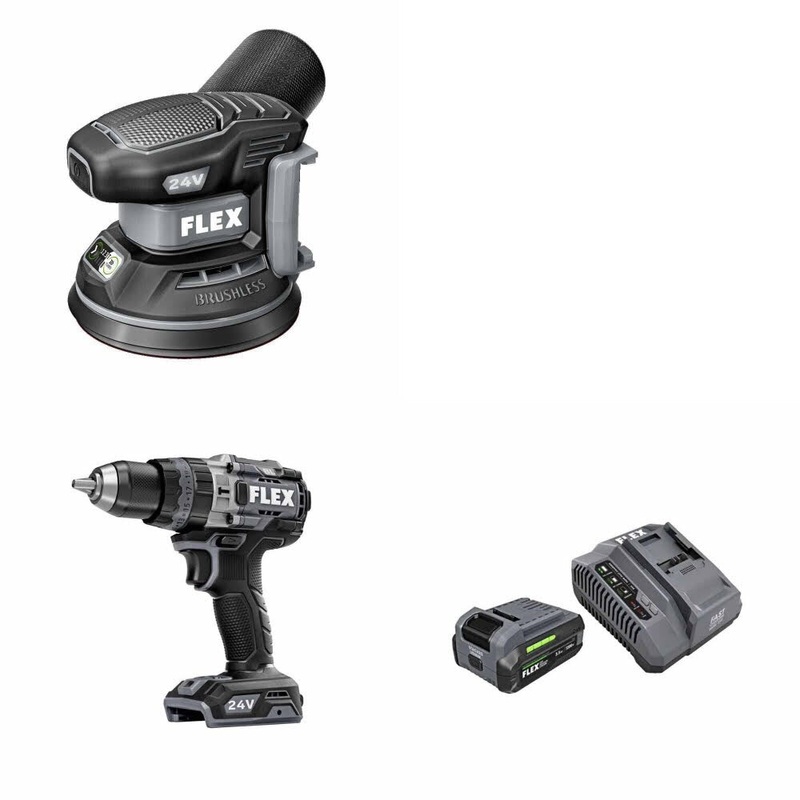 Flex FX3411-Z Orbital Sander Kit W/ FX1271T-Z Hammer Drill and FREE FX0411-1F Kit
