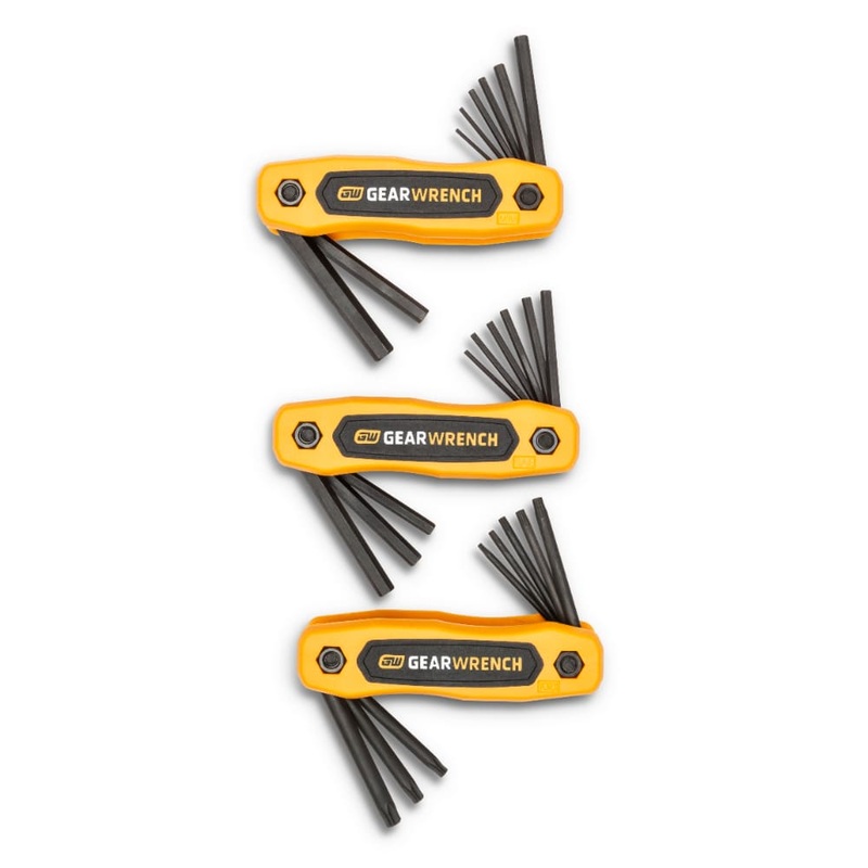 GearWrench 83512 25 Piece SAE/Metric/Torx Folding Hex Key Set – Fold Up Hex Key Set with Dual Material Handle and Alloy Steel Keys