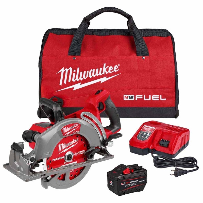 Milwaukee 2930-21HD M18 FUEL 7-1/4 Rear Handle Circular Saw Kit with 12.0Ah Battery/Rapid Charger