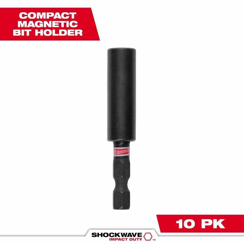 Milwaukee 48-32-4302 Compact Magnetic Bit Holder 10 Pack  Durable S2 Steel, Magnetic Retention