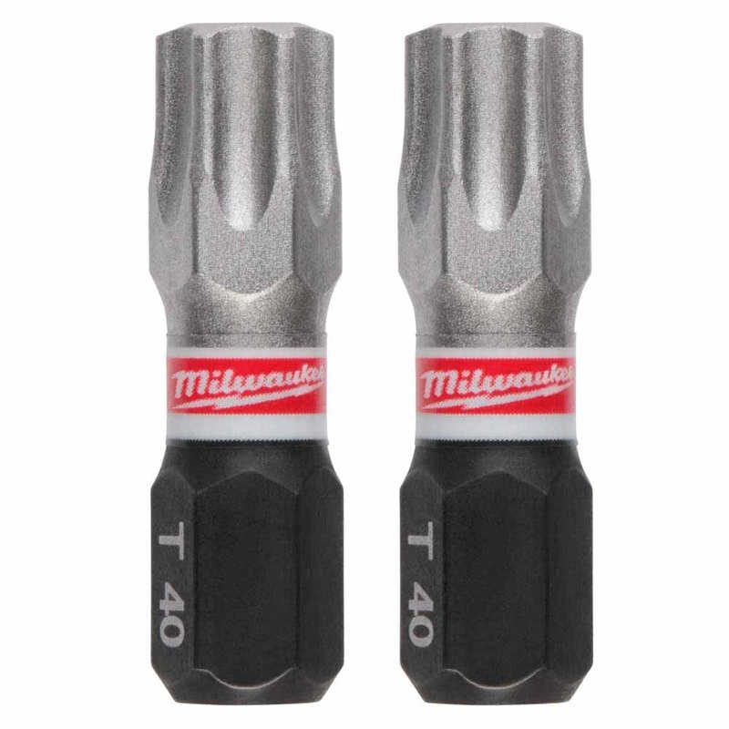 Milwaukee 48-32-4438 SHOCKWAVE Impact Duty 1 T40 Insert Bit 2Pk  Durable S2 Steel, Torx Drive