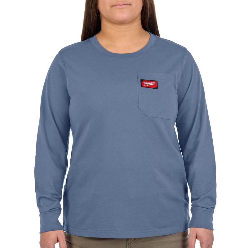 Milwaukee F551U-M Women’s GRIDIRON Pocket T-Shirt – Long Sleeve Blue M