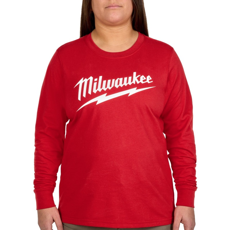 Milwaukee F553R-M Women’s GRIDIRON Logo Tee – Long Sleeve Red M