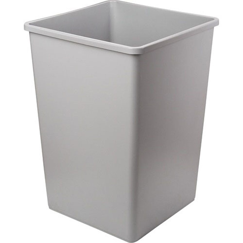 Rubbermaid FG395800GRAY Untouchable Square Container, Durable Polyethylene Waste Receptacle (35 US gal.)
