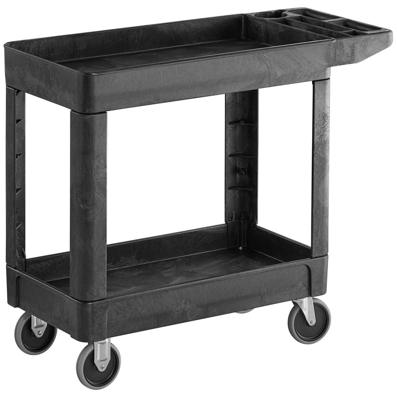 Rubbermaid FG450089BLA 18 W x 33 H x 39 L Utility Service Cart 2 Shelf Flat Handle