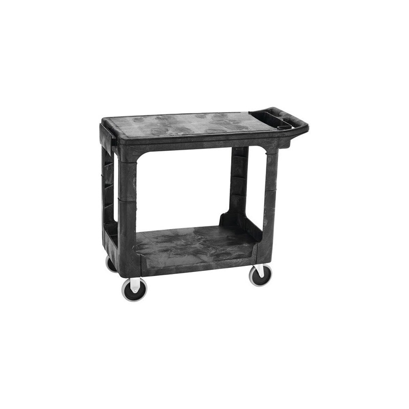 Rubbermaid FG450589BLA Heavy-Duty Flat Handle Utility Cart, Flat Shelf, Small, 500 lb. Capacity – Black