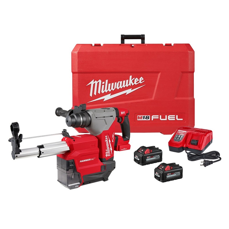 Milwaukee 2915-22DE M18 FUEL 1-1/8 SDS Plus Rotary Hammer Kit With Dedicated Dust Extractor – (2) XC6.0 Battery Pack