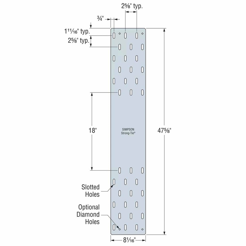 Simpson MTWS48-8 Strong-Tie High-Capacity 7-Gauge Mass Timber Washer Strap for CLT and Engineered Wood Connections