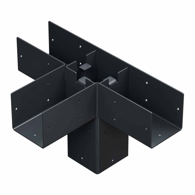 Simpson SAGE-T44-KT1 Strong-Tie Outdoor Accents Sage System 4×4 Middle T Connector Kit with Screws – Decorative Black Powder-Coated Steel for Pergolas and Timber Framing