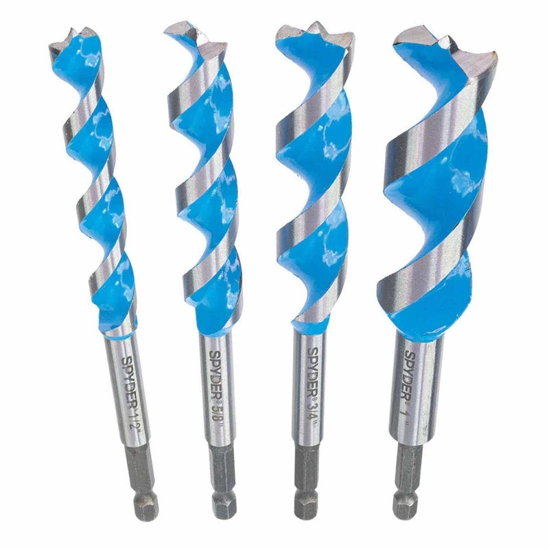 Spyder 15001 4-Piece Assorted Woodboring Power Bit Set (1/2, 5/8, 3/4, 1-Inch)
