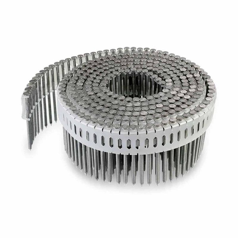 Simpson S12A225DNB Strong-Tie Simpson 2-1/4 0 Degree Inserted Plastic Coil Ring-Shank Nail Full Round Head 7200 Pack 304 Stainless Steel for Siding, Fencing, and Trim