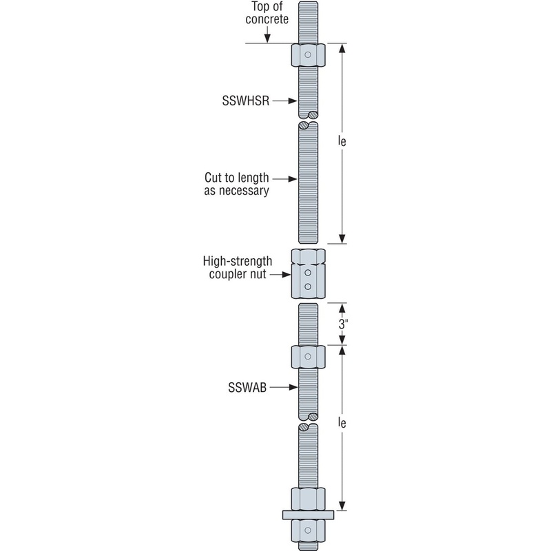 Simpson SSWHSR1X3KT Strong-Wall Simpson Rod Extension Kit for Steel Shearwalls – 1 x 3 ft High-Strength Anchorage