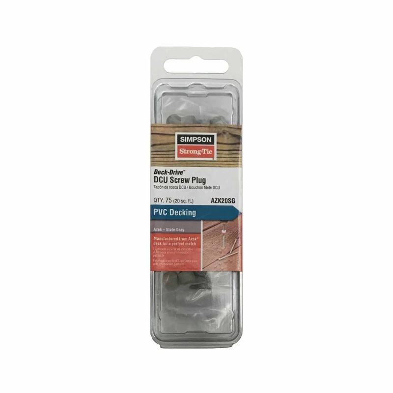 Simpson Strong-Tie AZK20SG (2) Deck-Drive DCU Screw Plug Azek Slate Gray (75 Pack)
