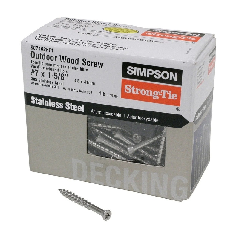 Simpson Strong-Tie S07162FT70WH01 (#7 x 1-5/8) Trim-Head Screw, 6-Lobe Drive T-15 Type 305, White 01 (70 Pack)
