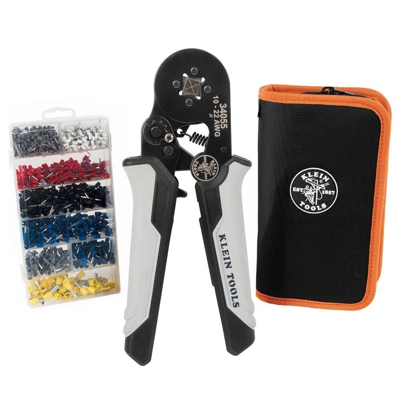 Klein 34060 Ratcheting Ferrule Square Crimper Set with 1200 Terminals and Carrying Case