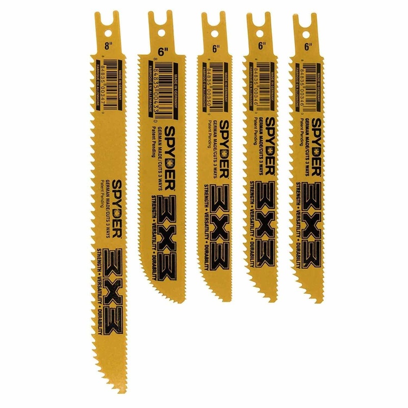 Spyder 200228 5-Piece Double-Sided  Demo Wood/Metal Cutting Reciprocating Saw Blade Set (6 & 8-Inch)
