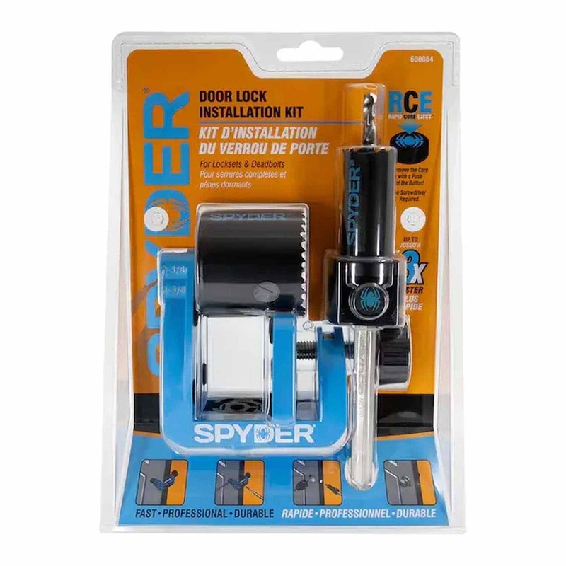 Spyder 600884 5-Piece Rapid Core Eject Door Lock Installation Jig/Bi-Metal Hole Saw Kit