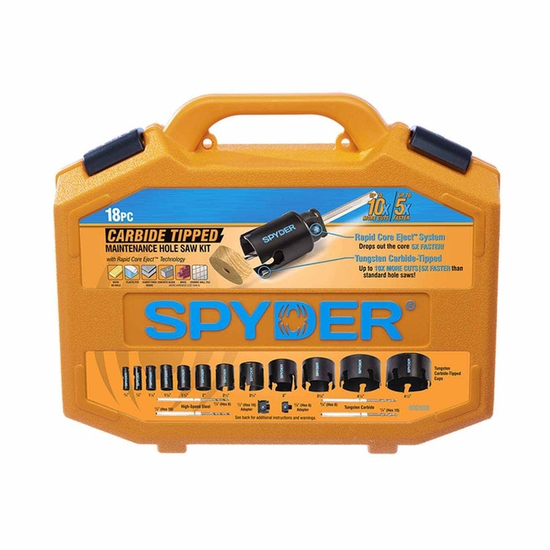 Spyder 600938 18-Piece Tungsten Carbide Tipped (TCT) Hole Saw Kit