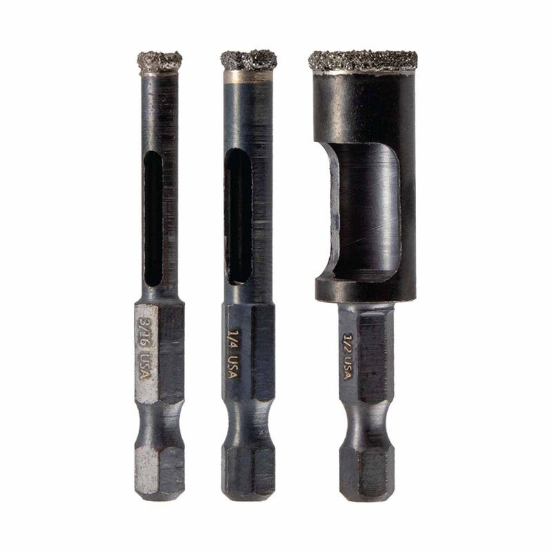 Spyder 600950 3-Piece Diamond Edge Hole Saw Bit Set (3/16, 1/4, 1/2-Inch)