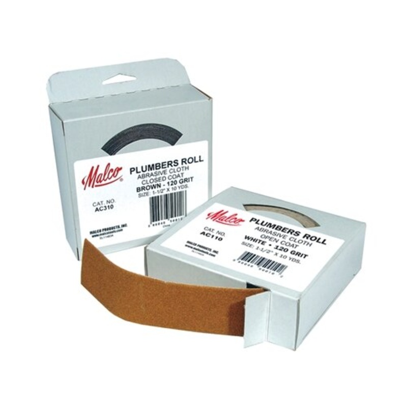 Malco AC310 Brown Abrasive Sand Cloth Plumbers Roll, 1-1/2 x 10 yd