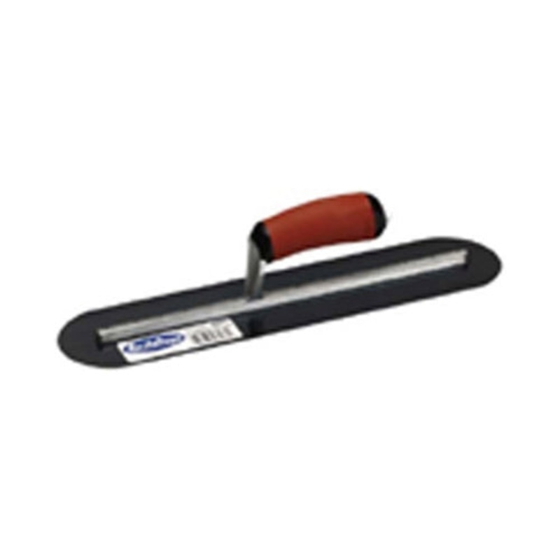 MarshallTown MXS64BRD 14×4 Blue Steel Round-End Finishing Trowel with Curved DuraSoft Handle