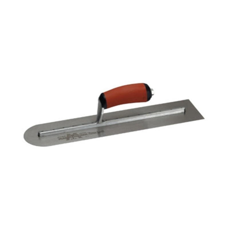 MarshallTown MXS81RED 18 x 4 Round End Finishing Trowel with Curved DuraSoft Handle