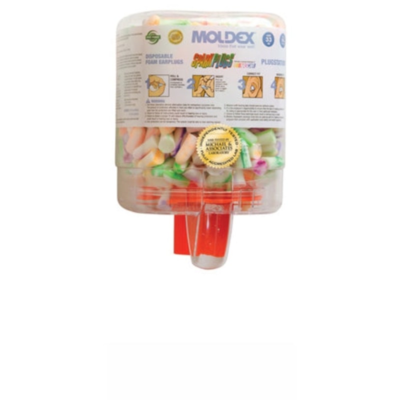 Moldex 6644 SparkPlugs PlugStation Disposable Earplugs, NRR 33dB, 250 Pairs per Dispenser