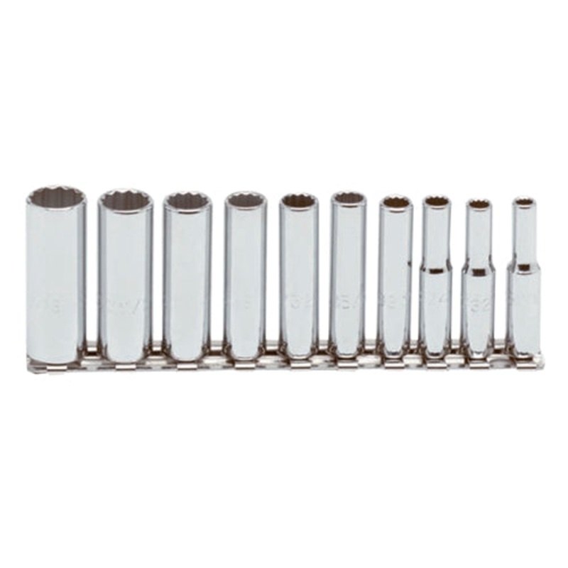 Proto J47100 1/4 Drive 10 Pc. Deep Socket Set – 12 Point