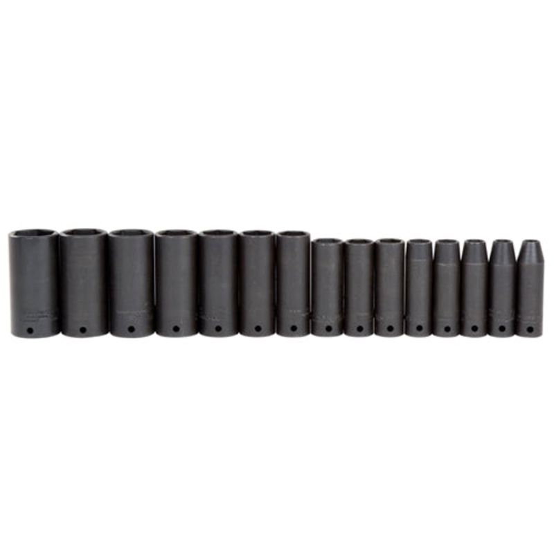 Proto J74117 1/2 DRIVE 15 PIECE DEEP THIN WALL IMPACT SOCKET SET 6 POINT