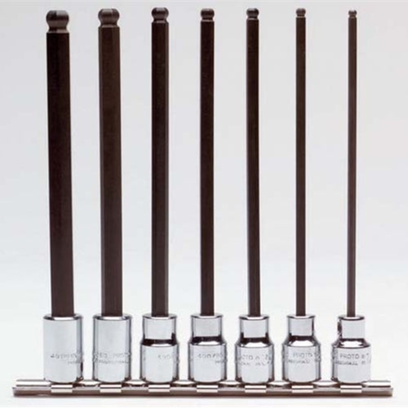 Proto J4900BD 3/8 Drive 7-Piece Ball Style Extra Long Hex Bit Socket Set, 1/8 – 3/8